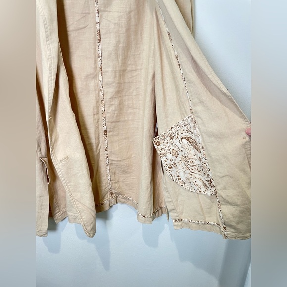 Pilcro Linen Oversized Tan Blazer‎ Size M Beige - Picture 9 of 11
